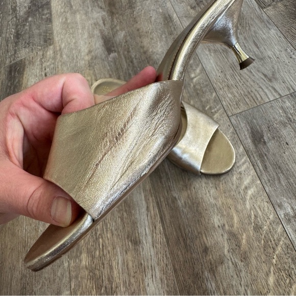 Lilly Pulitzer Gold Slide Kitten Heel Sandals - Picture 4 of 11